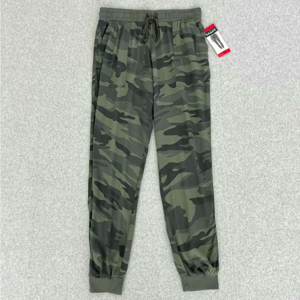 Splendid Womens Jogger Pants Green Camo Pull On Comfort Rayon Army Size Medium